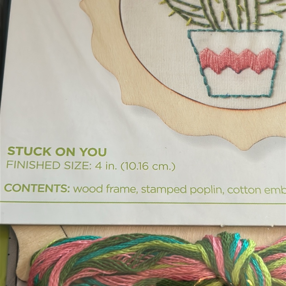 💕 Bucilla My 1st Stitch Cactus Embroidery Kit With Pink and Green Threads New - Picture 7 of 10